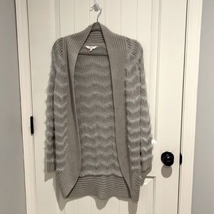Candie’s silver/grey cardigan. Super soft and fuzzy.